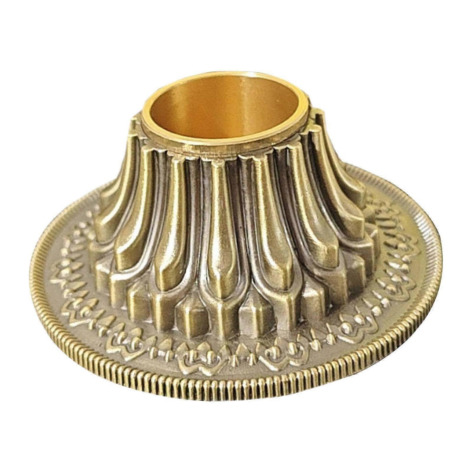 Buddhist Prayer Wheel Base with Elegant Lotus Brass Stand, Stable Support, 2cm Inner Diameter