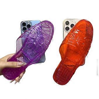 Funny 3D Foot Shape Case for iPhone with Crystal Slipper Design, Shock‑Resistant Novelty Gift Purple