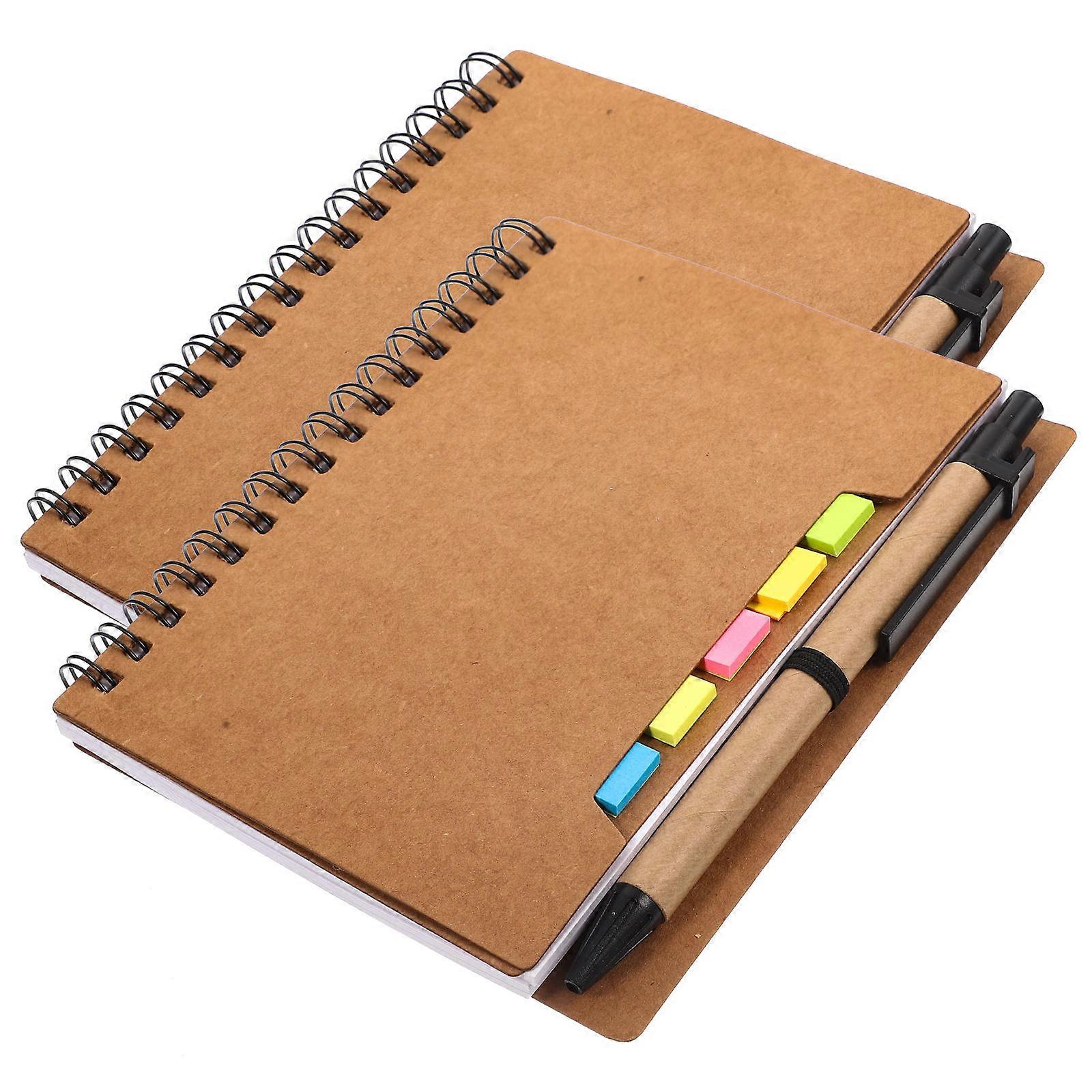 Coil Notepad for Students Use 2Pcs Sticky Notebook Portable Agenda Notepad