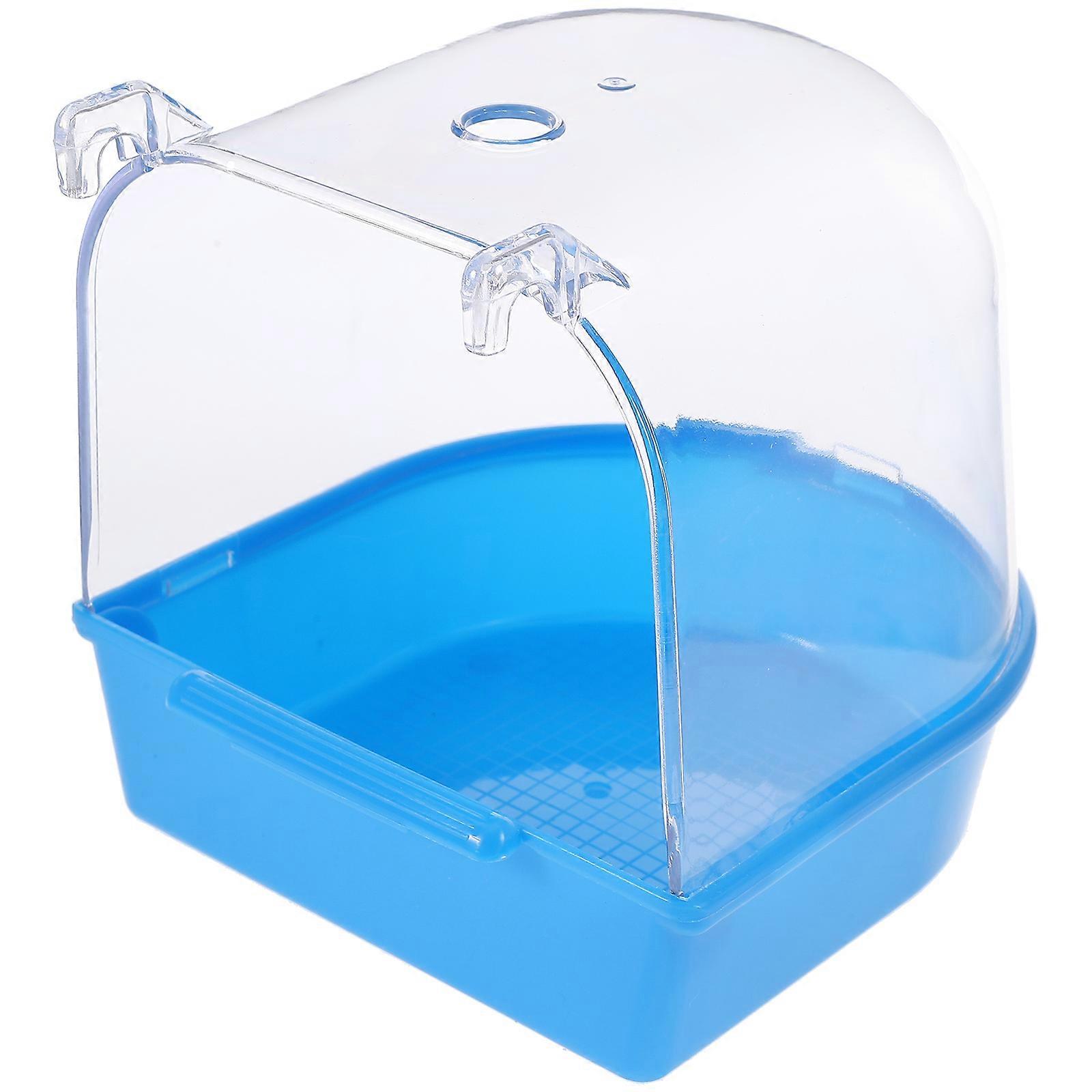 Parrot Bath Box Bird Bath Container Plastic Blue for Cage