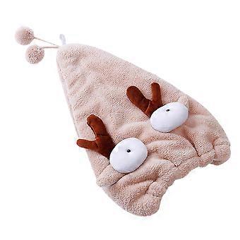 Touca de cabelo absorvente com design de chifres cinza, ideal para uso no chuveiro e durável.