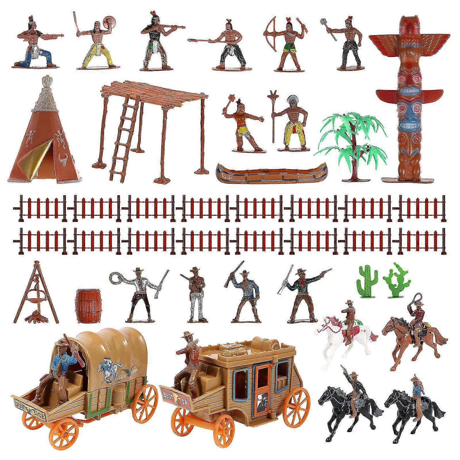 1 Set Miniaturas de Indios Vaqueros Figuras Modelo Decoraciones