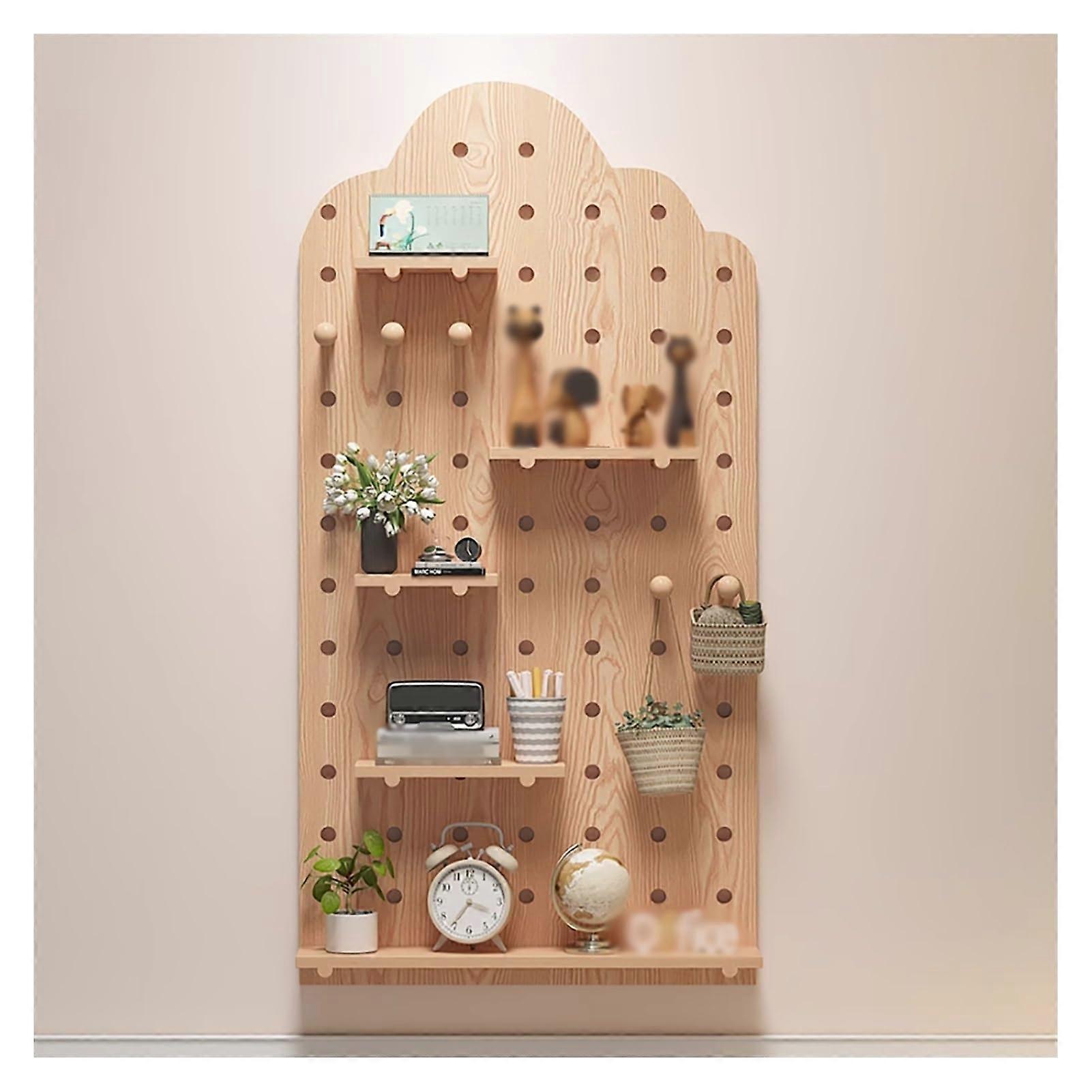 Solid Wood Pegboard Wall Organizer 60x120cm Brown Panel with Accessories for Versatile Display