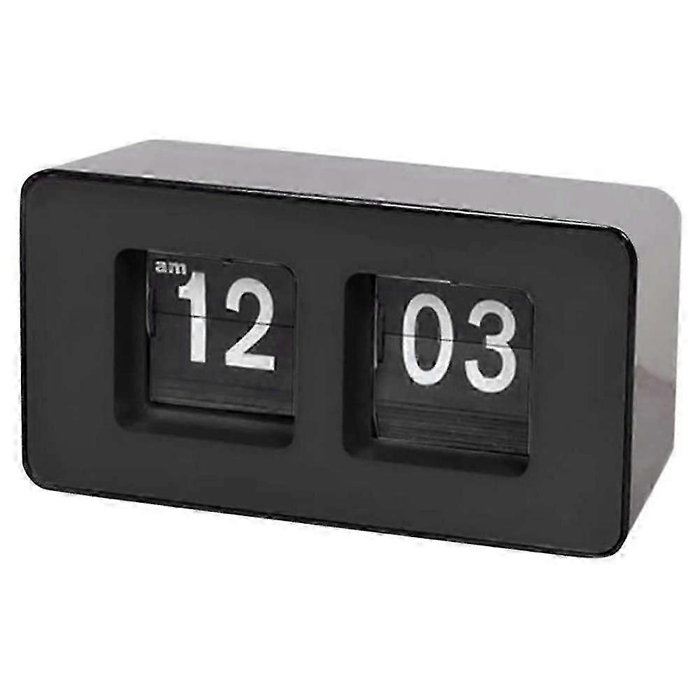 Automatic Flip Clock,Classic Retro Clock,Digital Desk Table Page Down Clock,compatible with Bedroom(Black,1 PCS