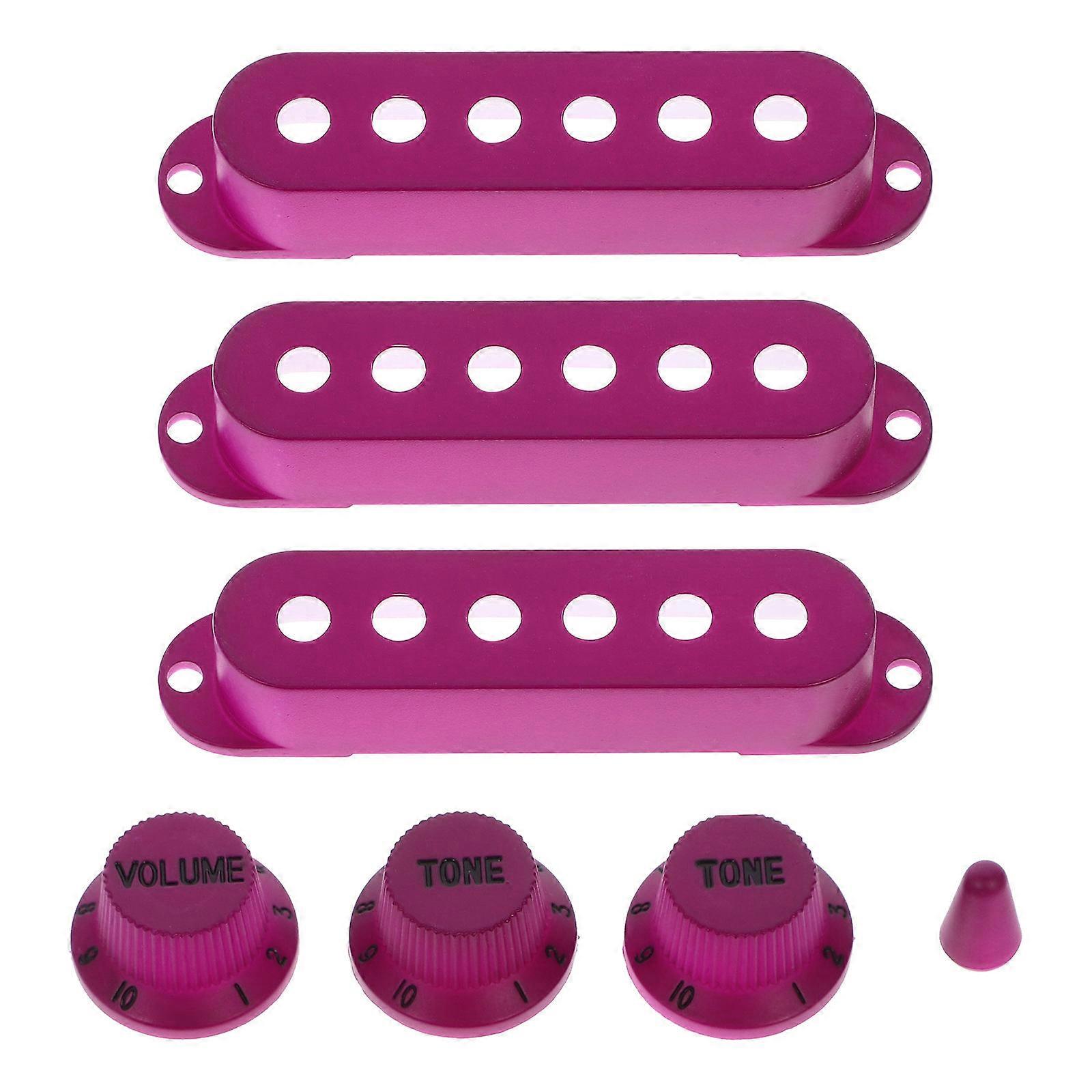 Purple Guitar Pickup Cover Knobs Switch Tip Set for
