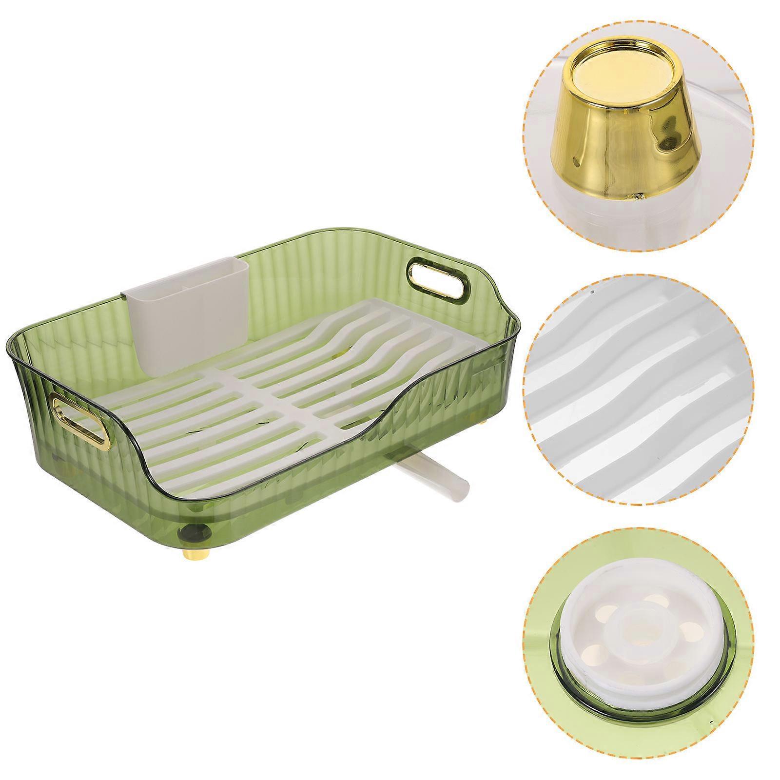 Green Vegetable Drainer Dish Drying Rack for Storing Kitchenware