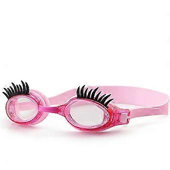 Cute Eyelash Swim Goggles for Girls, Kids Anti Fog Leakproof Swim Googles, Adjustable Silicone Swimming Goggles for Children