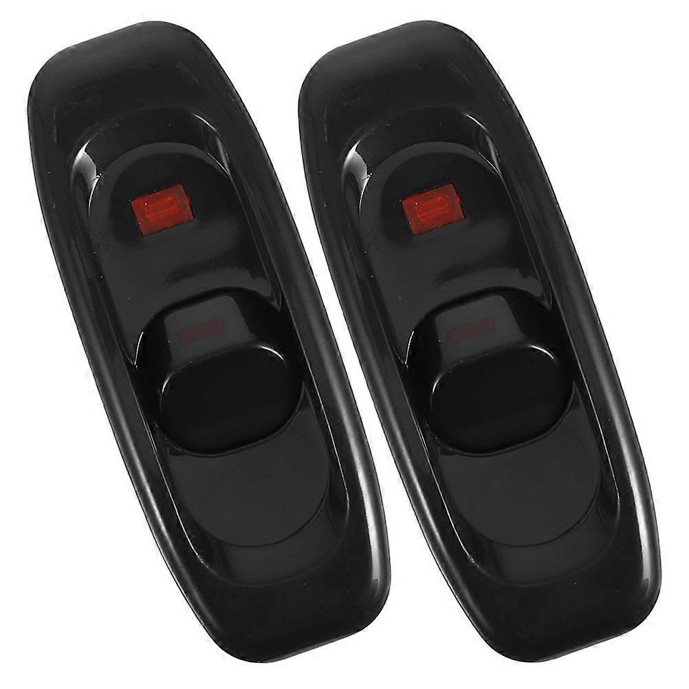 Black Push Button Switch Replacement Inline Switch for Lamp Cord 2Pcs with Indicator Light