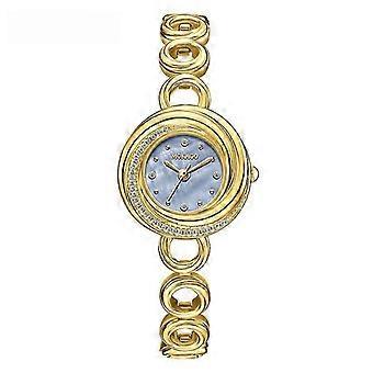 MOKAGO Luxury Gold Diamond Ladies Watch - Elegant Blue Dial & Stylish Link Bracelet for Women