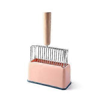 SLKXV metalen kattenbakschep met houder, 2-delige zeefschepset, ergonomische handgreep, roze