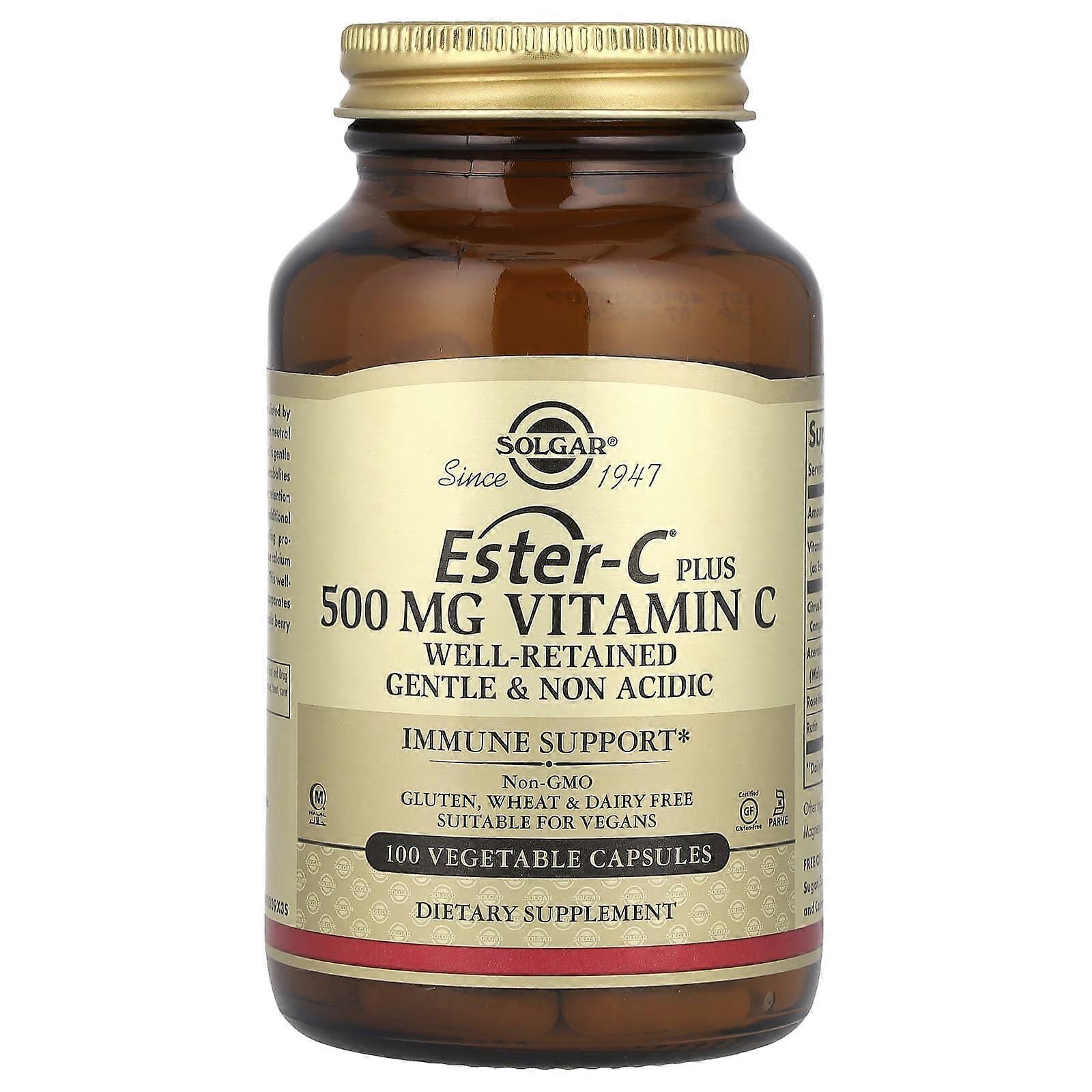 Solgar, Ester-C Plus®, Vitamin C, 500 mg, 100 Vegetable Capsules, 2-Pack