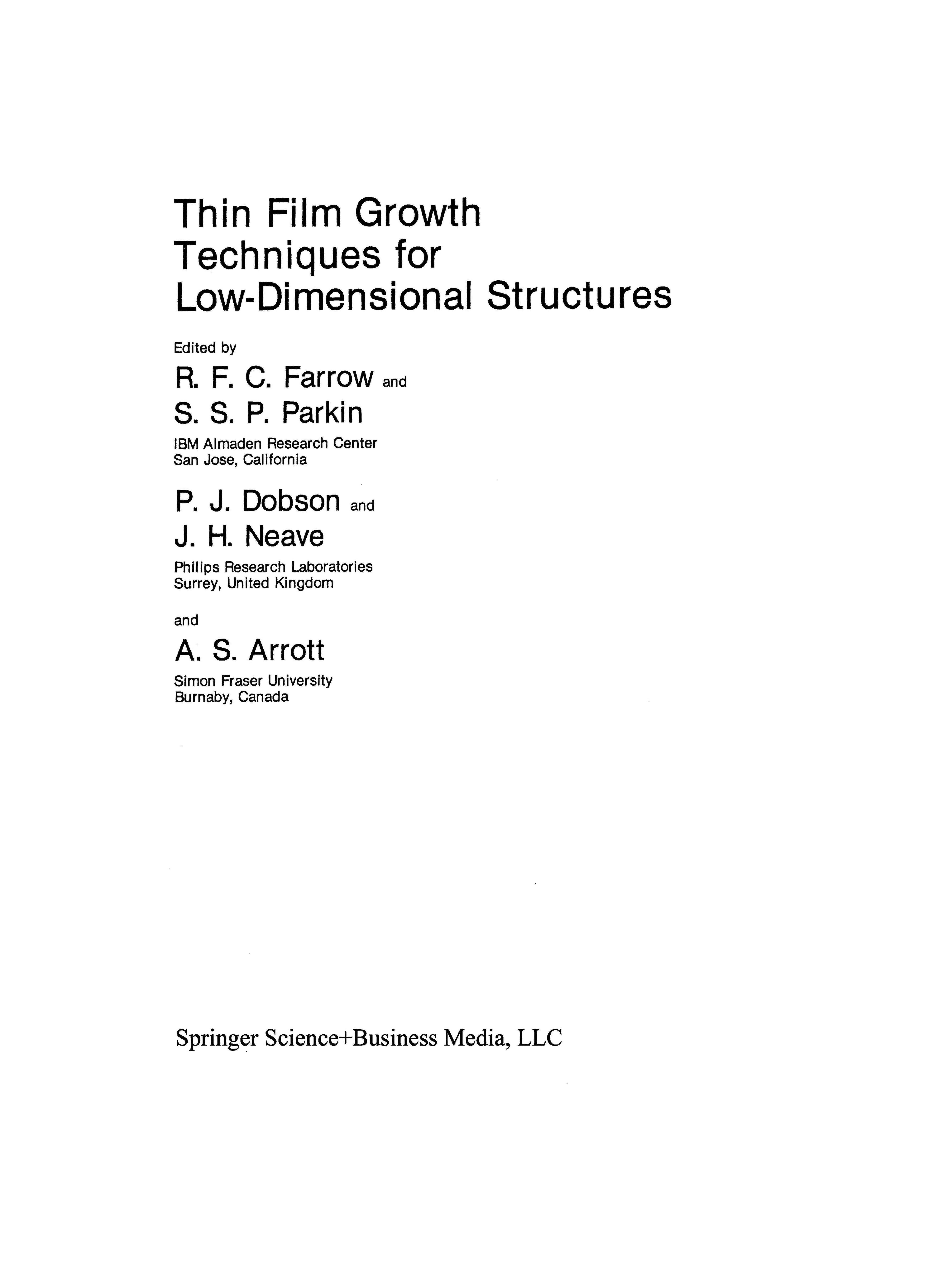 Thin film growth techniques for low-dimensional structures