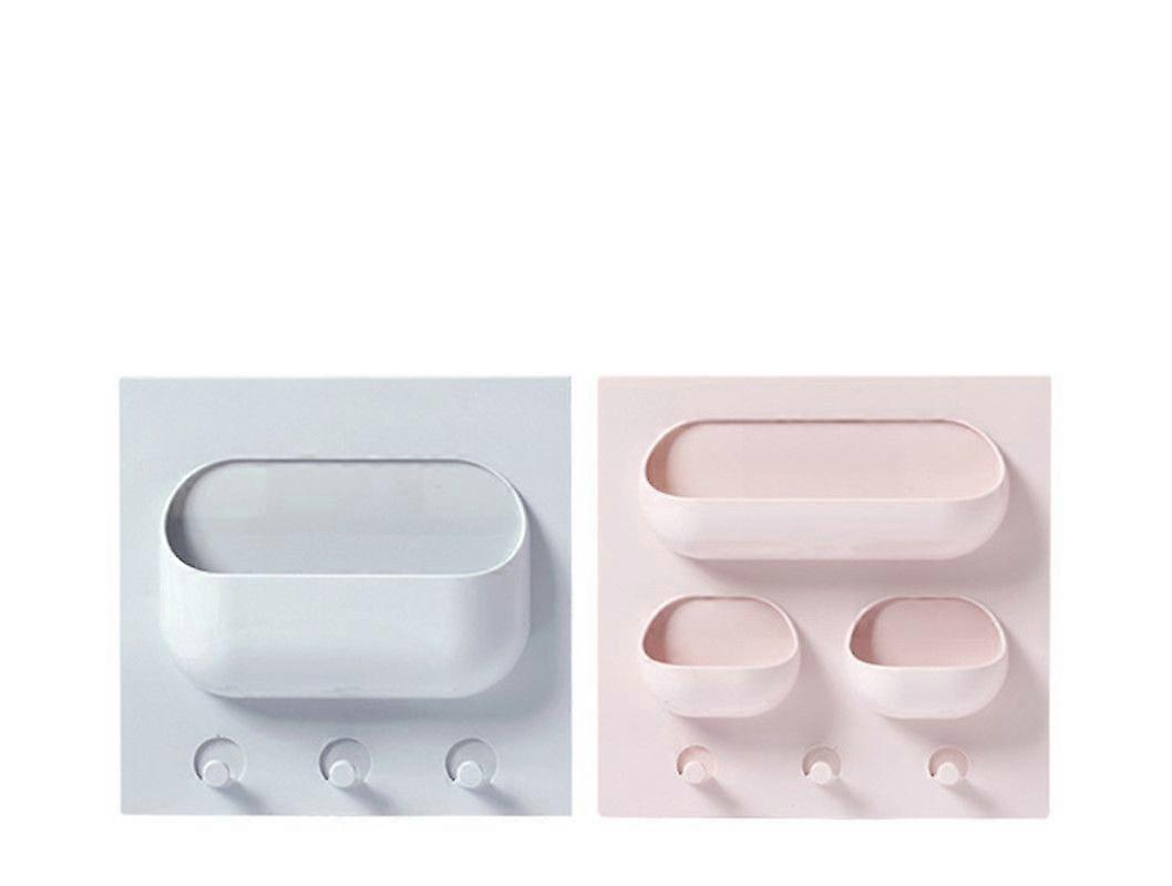 2 PCS Multi-function Kitchen Bathroom Traceless Strong Paste Plastic Shelves