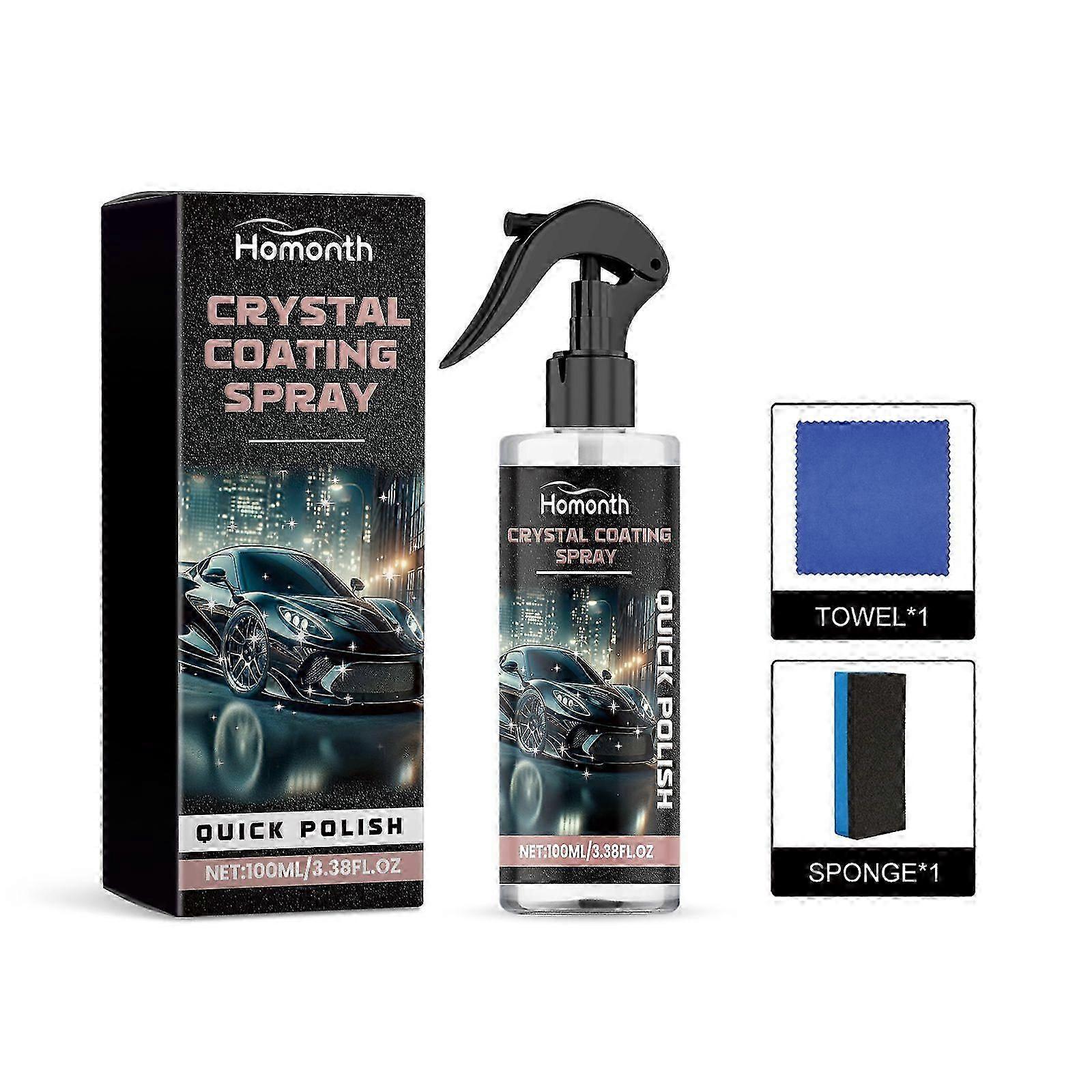 Crystal Coating Spray - Lucentezza di lunga durata e facile da pulire per auto, 1 set