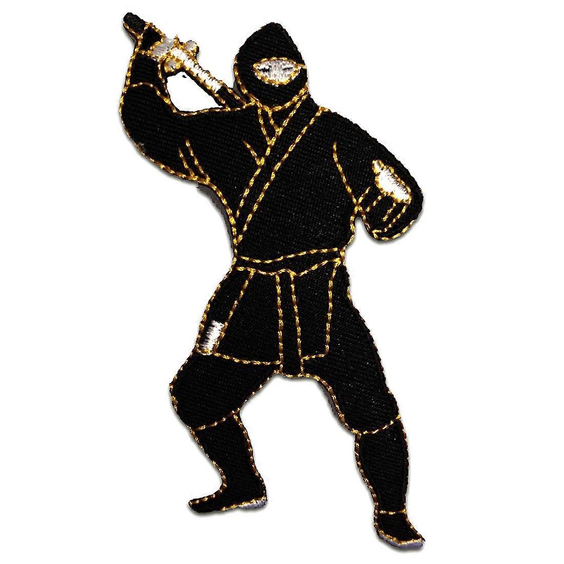 Patch / Iron-on Patch - Ninja Fighter Comic - Svart - 5,2 x 10,3 cm - Patcher