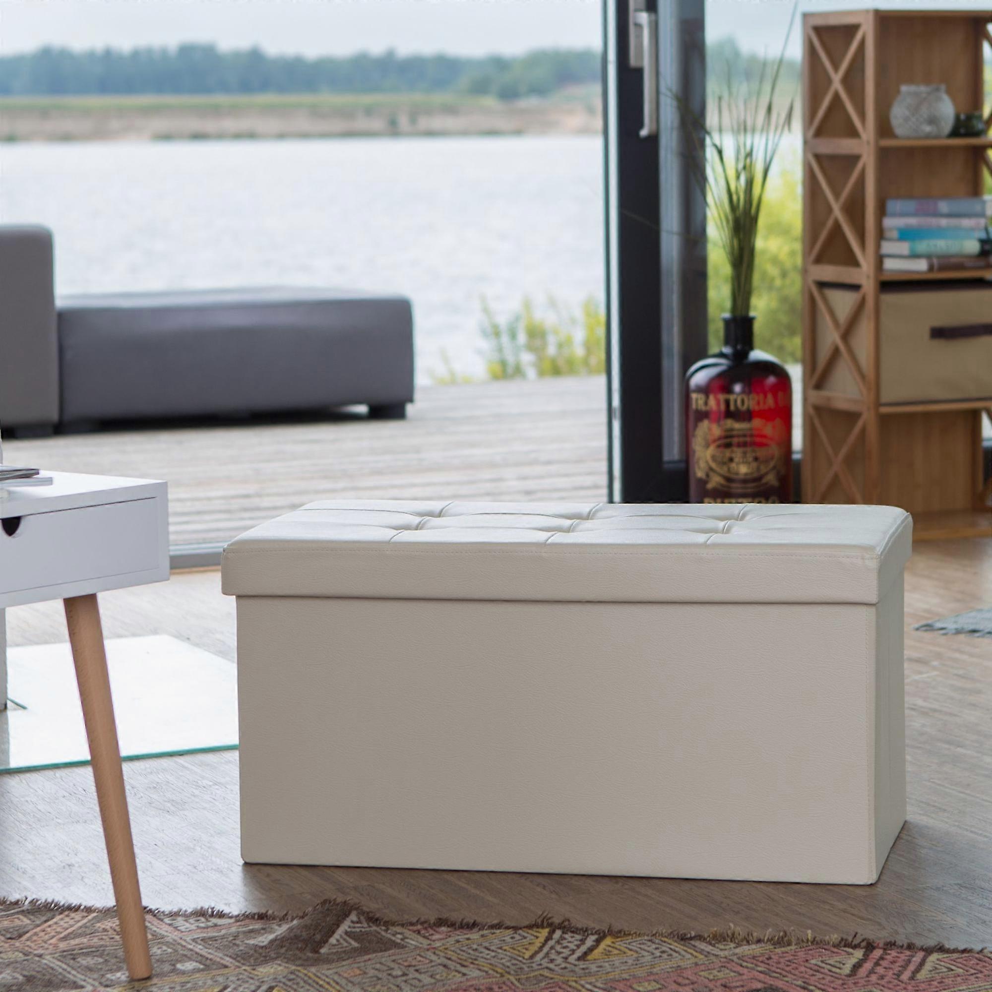 Bench with storage space in artificial leather