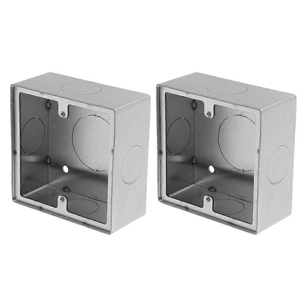 2pcs 86 Type Stainless Steel Surface Mount Box For Wall Switch And Socket Panel Fireproof Electrical Junction Box