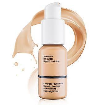 Matte Liquid Foundation Full Coverage Waterproof for Oily Skin with Applicator, 1 Fl Oz Buff Beige