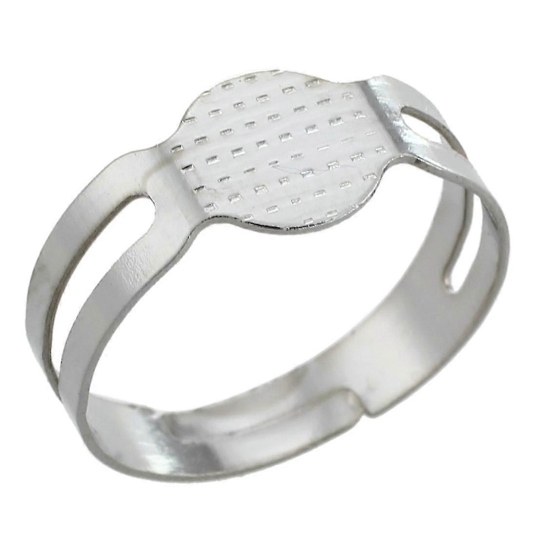 10 x Bright Silver Ring Circlet Adjustable size with 8mm Panel