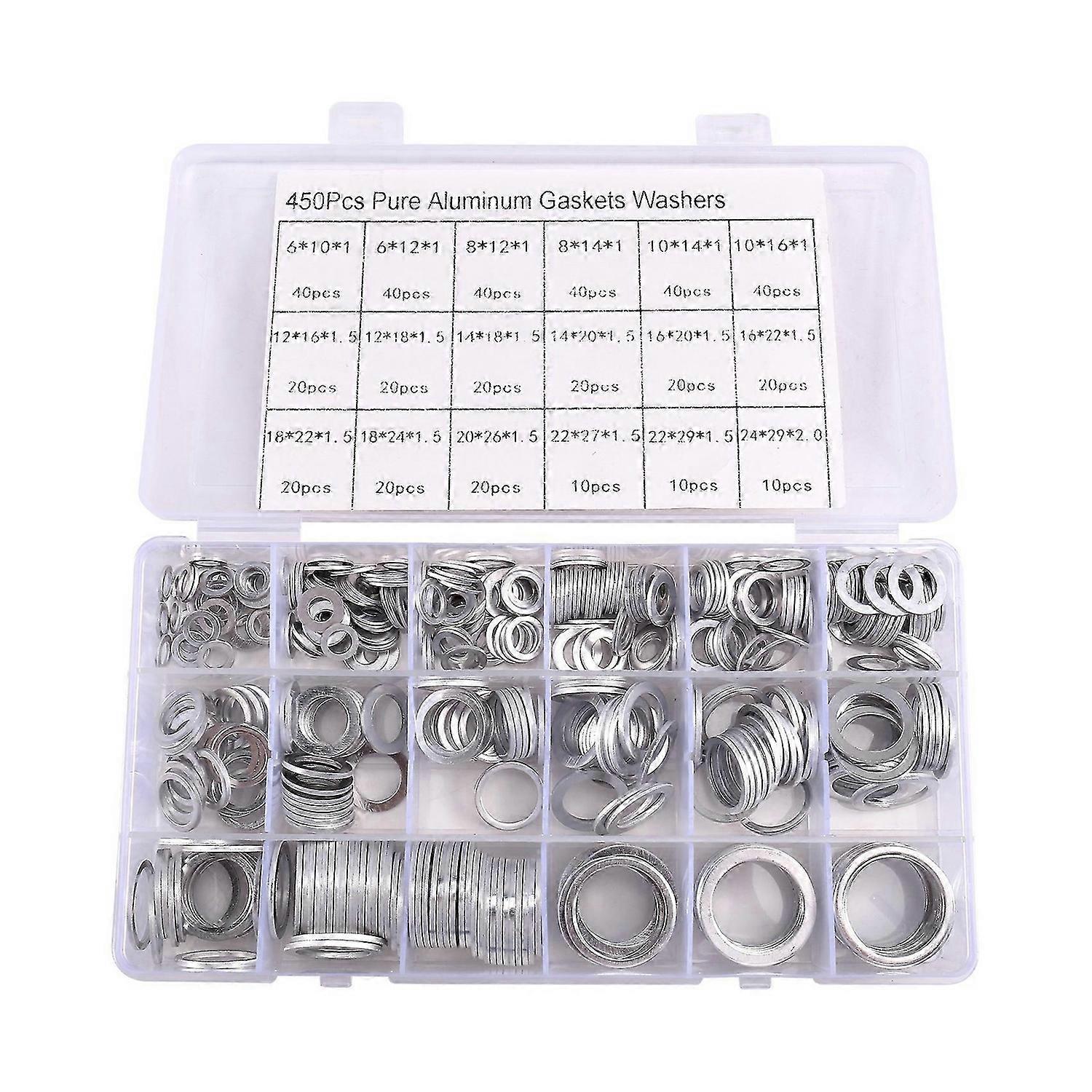 450Pcs Aluminum Flat Gaskets Washers Assorted