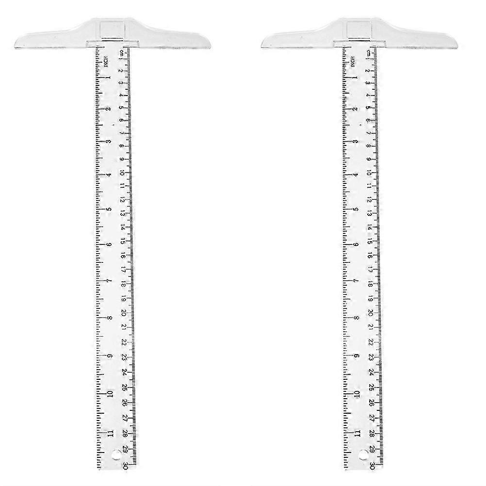 2pcs T Shape Rulers Double Scale Ruler Plastic Measuring Ruler Measuring Tool