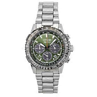 Citizen Promaster Sky Chronograph Stainless Steel Green Dial Eco-Drive Diver CA4664-60W 200M Men's Watch