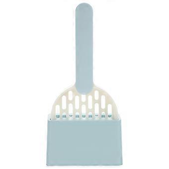Pet Litter Scoop for Cat Use with Holder Cleaning Tool 1Set Blue ABS