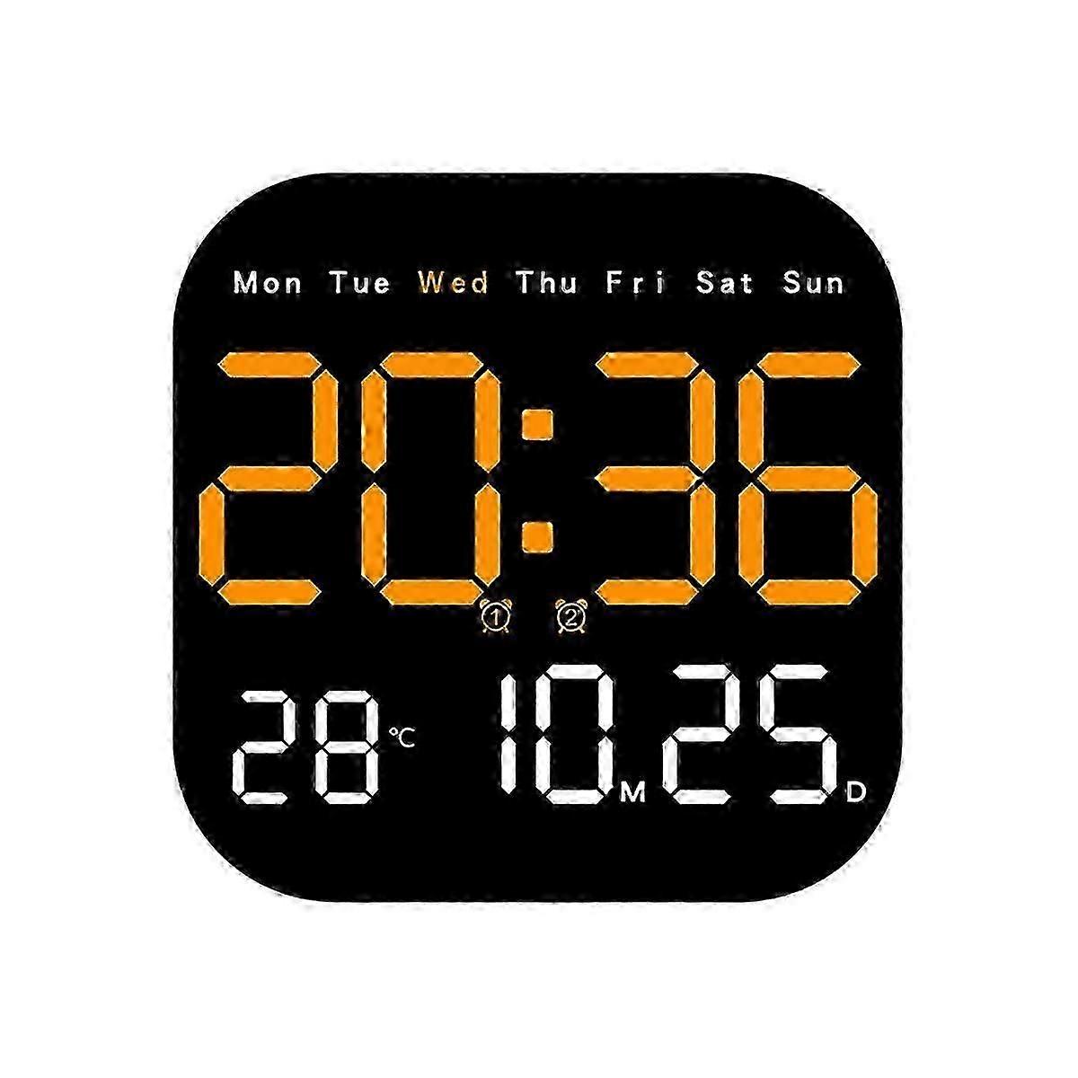 Electronic Table Clock Temperature Date Week Display 12/24H LED Wall Mounted