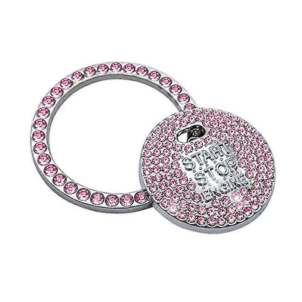 Bling Pink Diamond Car Engine Ignition Start Button Decor Ring Sticker