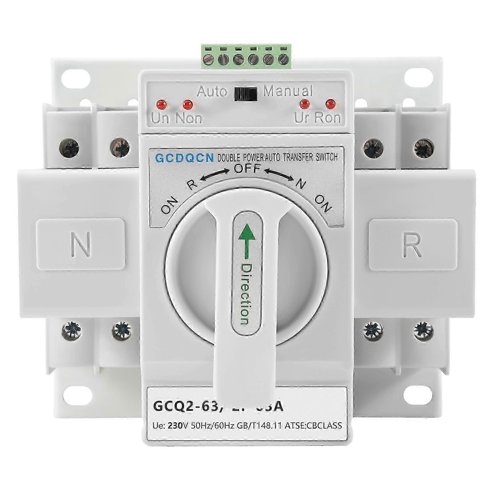 Dual Power Automatic Transfer Switch 2P 63A, Single Phase 220V, For Home Use