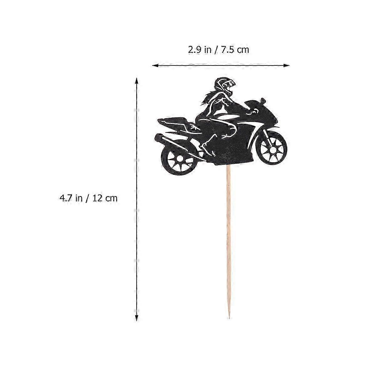 Black Motorcycle Cake Inserts compatible with Decoration 40Pcs Cake Toppers Set