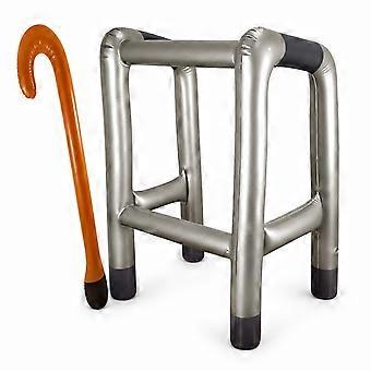 2pcs Inflatable Zimmer Frame Walking Stick Dress Up Funny Novelty Costume Party Blow Up Prop Toy Worship