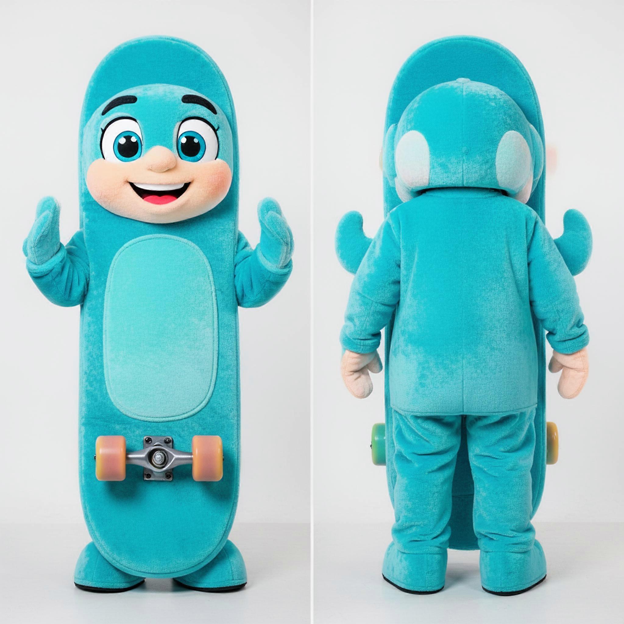 MASTICOT Cyan Broad Shouldered Skateboard Mascot