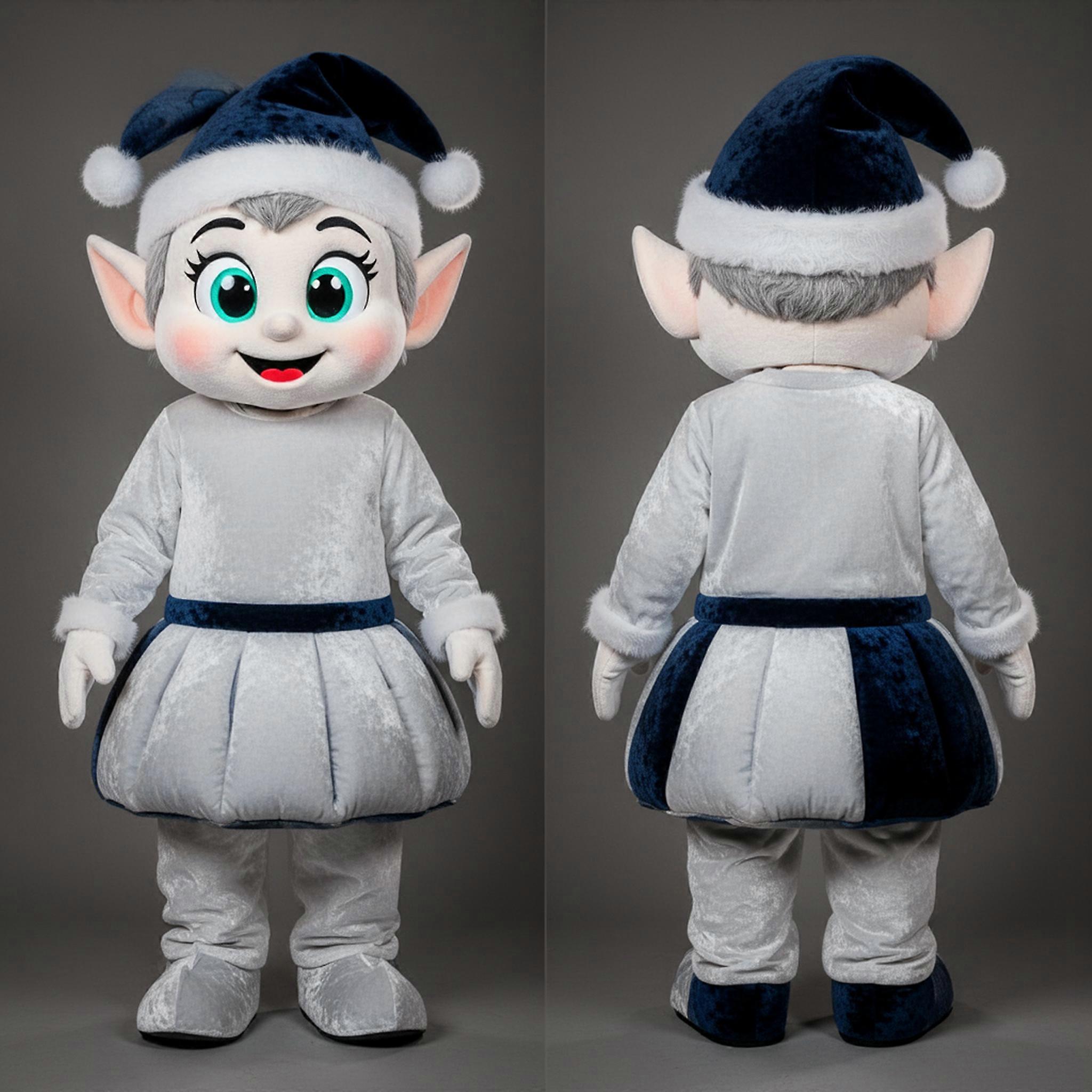 MASTICOT Pale Silver Velvety Elf Mascot