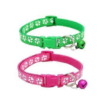 Green Pink Cat Necklace Set With Bell