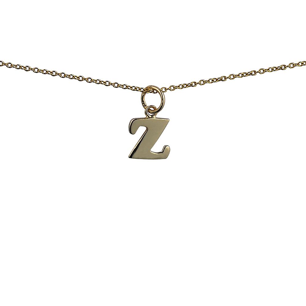9ct Gold 10x10mm plain Initial Z Pendant with a cable Chain 20 inches
