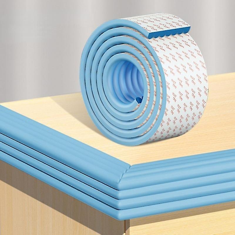 Auspicious-1pcs 2m W-shape Edge Protection Baby And Children Safety Cutting Design Child Necessary Protection Collision Avoidance Protector,blue