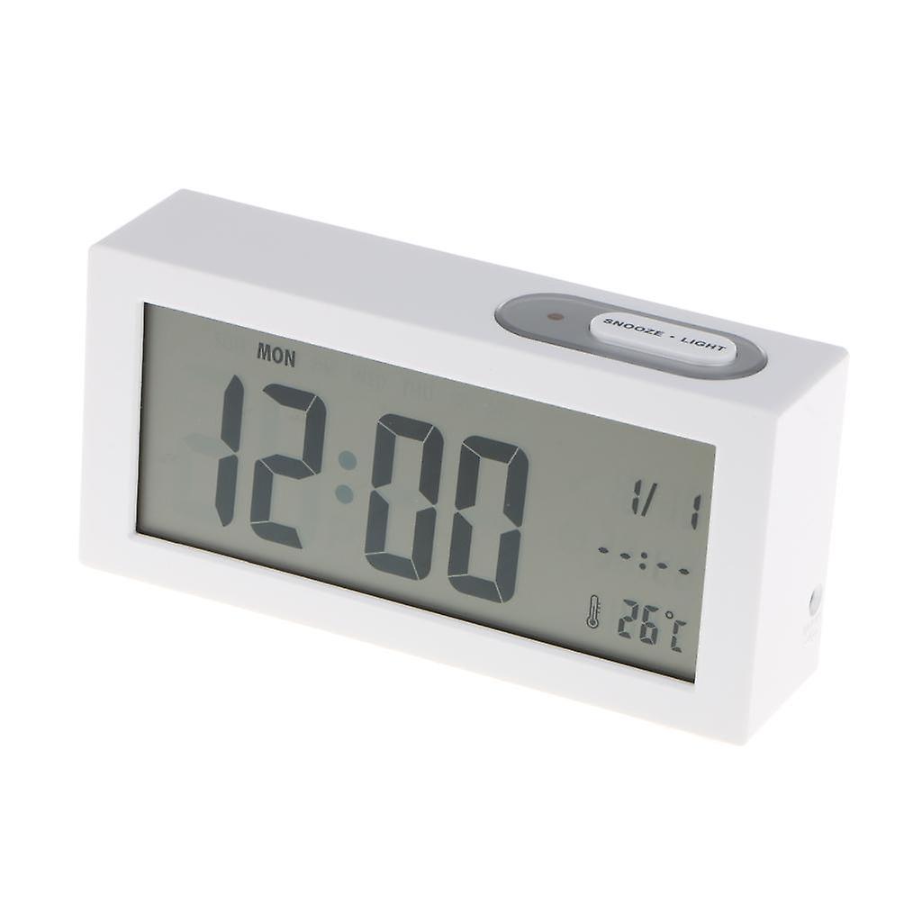 Digital Alarm LED Clock Light Control Backlight Time Snooze white