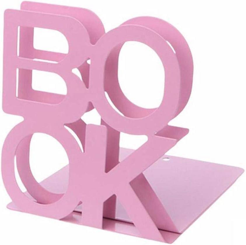 L-Shaped Metal Bookends Set, Non-Slip Desk Stand for Books, Pink Color, Durable & Stylish Design, Ideal for Home and Office