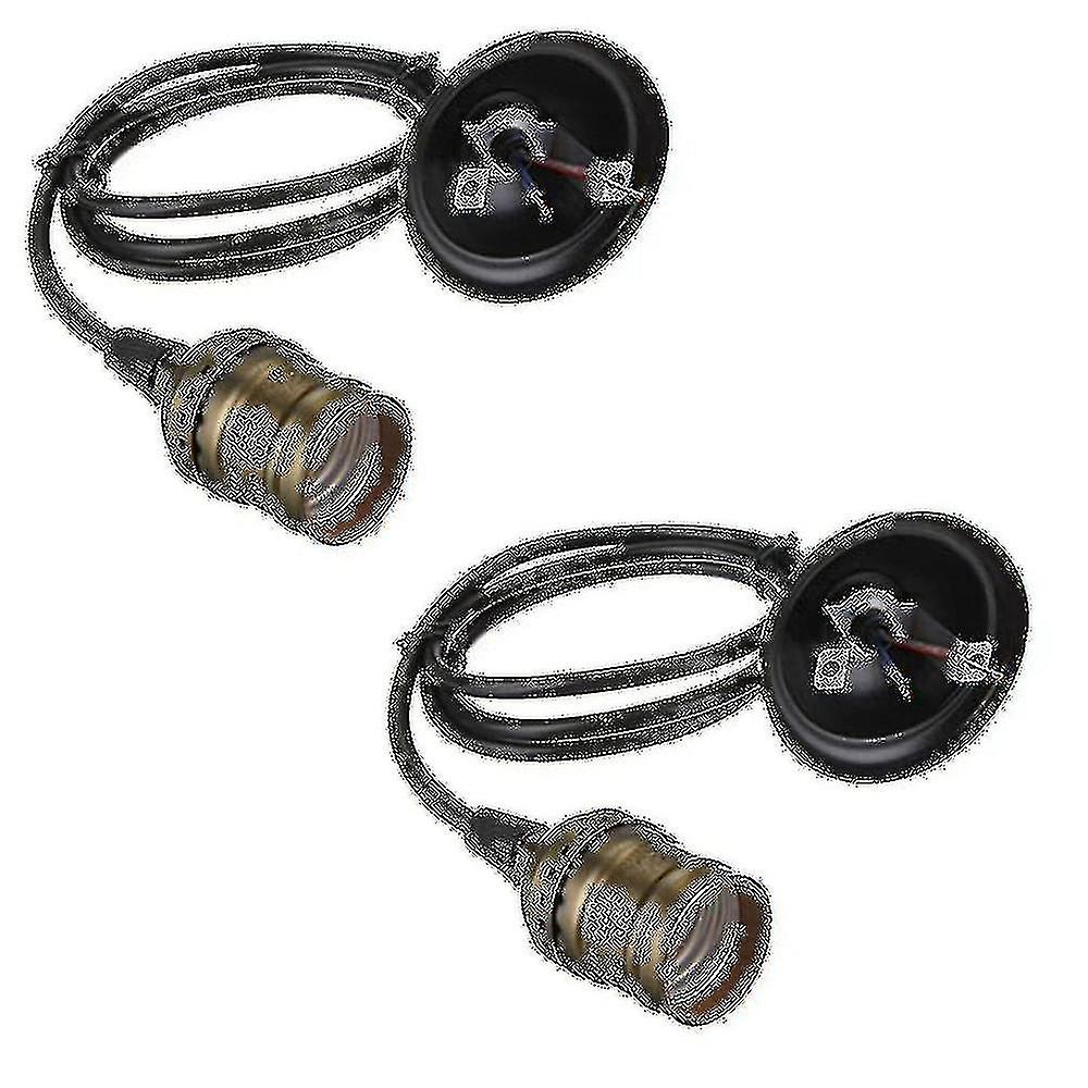2x Vintage Lamp Light Base Socket Holder E27 Screw Bulbs -suitable For Bare Bulb Features With Wire