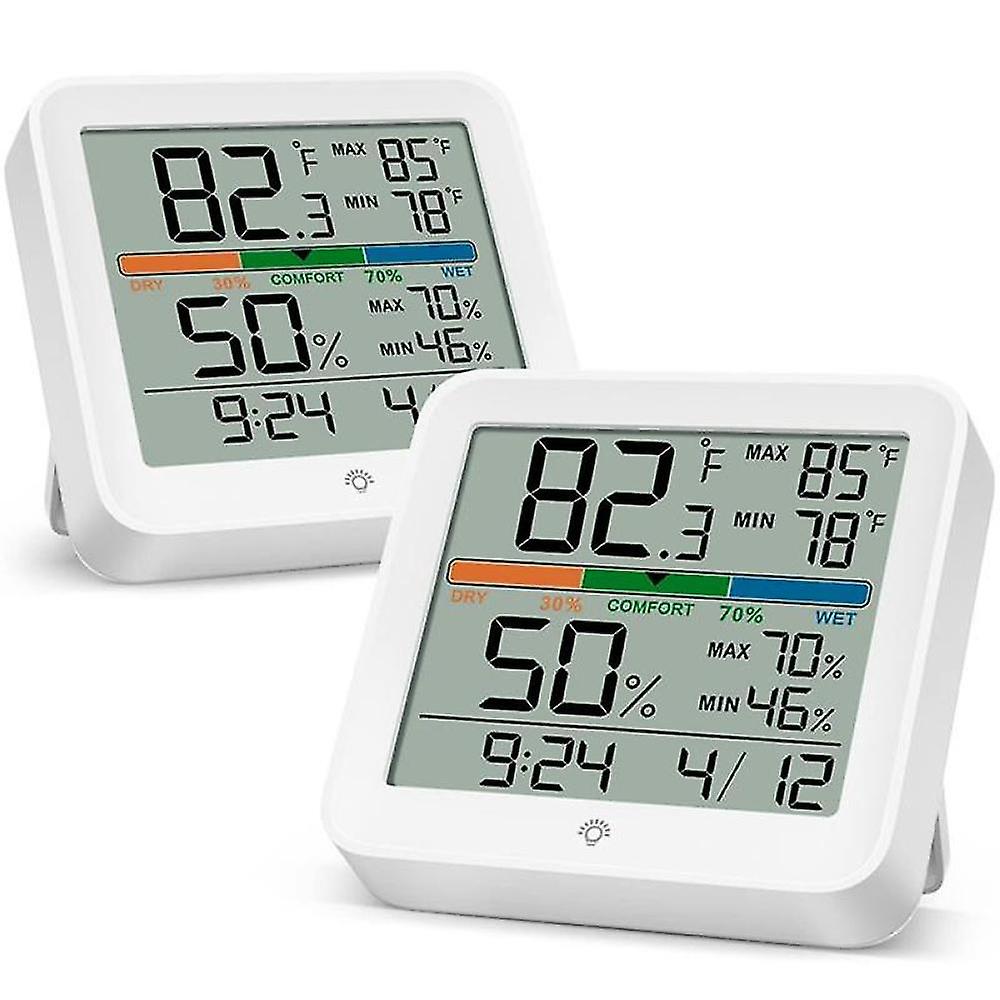 Digital Thermometer Indoor Hygrometer Clock Calendar Calibration Backlight , Temperature Gauge Hum