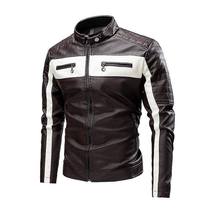 Leather Jacket For Color-block Man And Woman