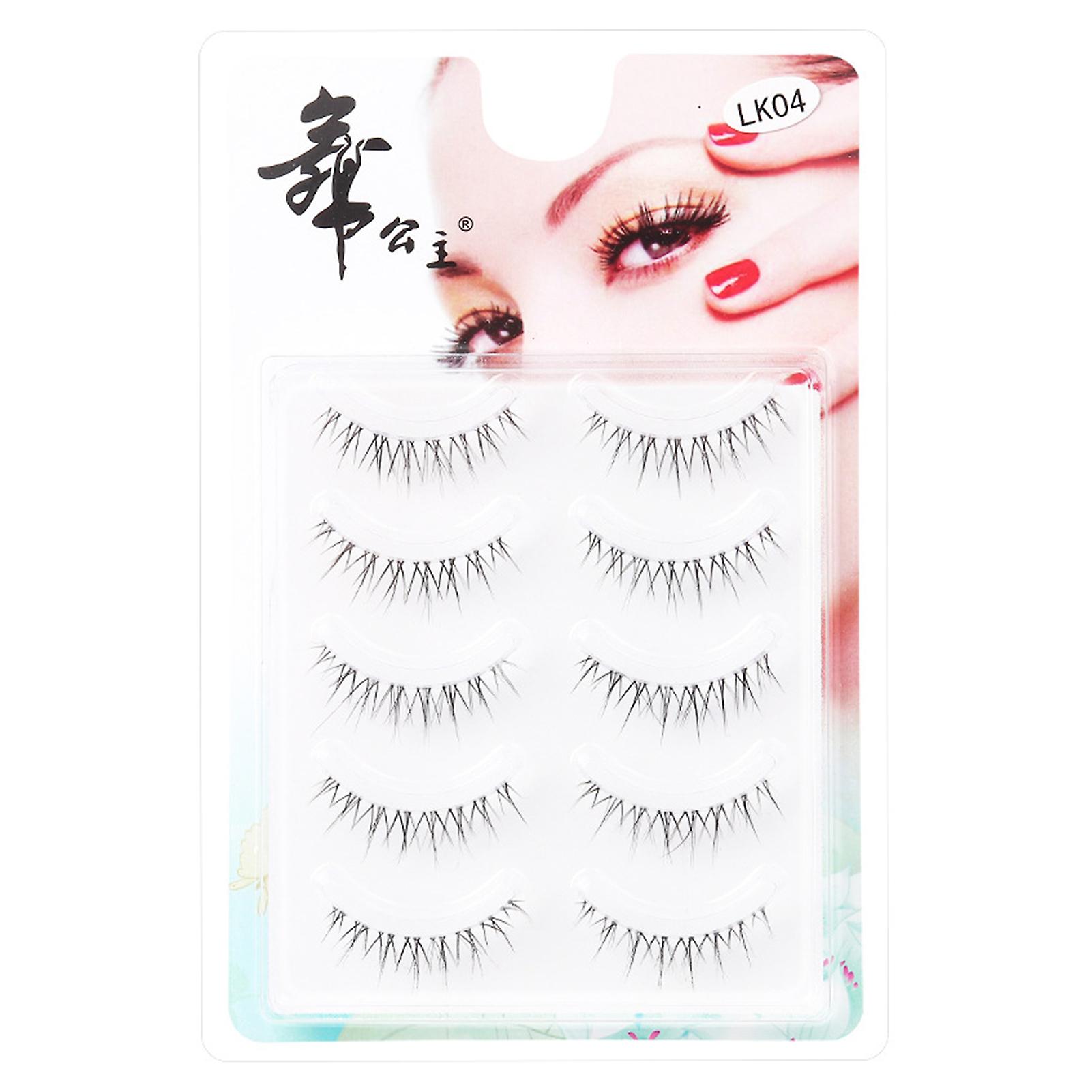 5 Pairs Soft Wispy False Eyelashes Lightweight Slender Fluffy Soft Lashes For Daily & Official Eye Wearing