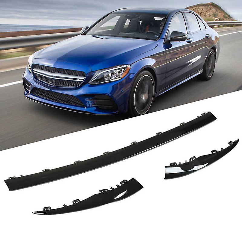 3Pcs Gloss Black Front Bumper Lower Trim Replacement For Mercedes‑benz C‑class W205 Amg Line Facelift 2019 2020 2021 Body Kit