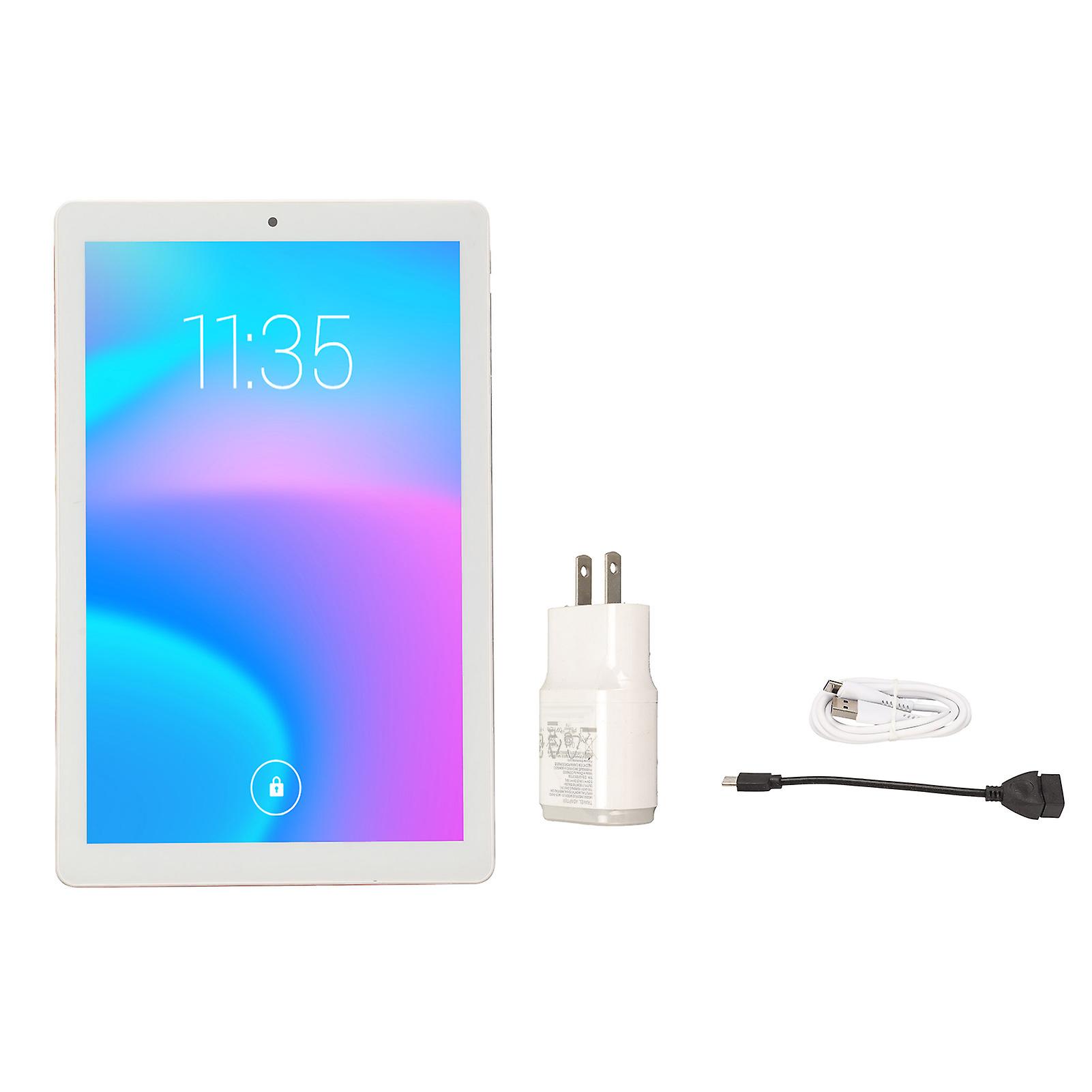 10.1in Tablet for Android 11.0 2.4G 5G WiFi Dual Band 6GB RAM 128GB ROM 1960x1080 IPS Calling Tablet 100‑240V Red US Plug
