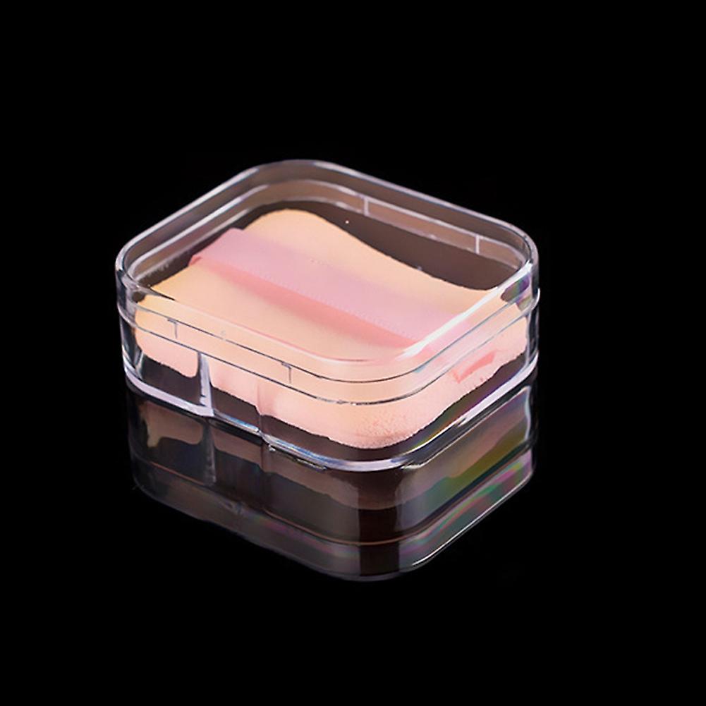 Portable Clear Storage Box Necklace Ring Organizer Rectangle Powder Puff Holder