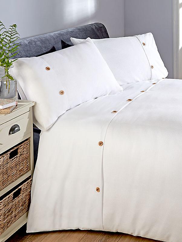 Wafel dekbedovertrek en kussensloop bed set