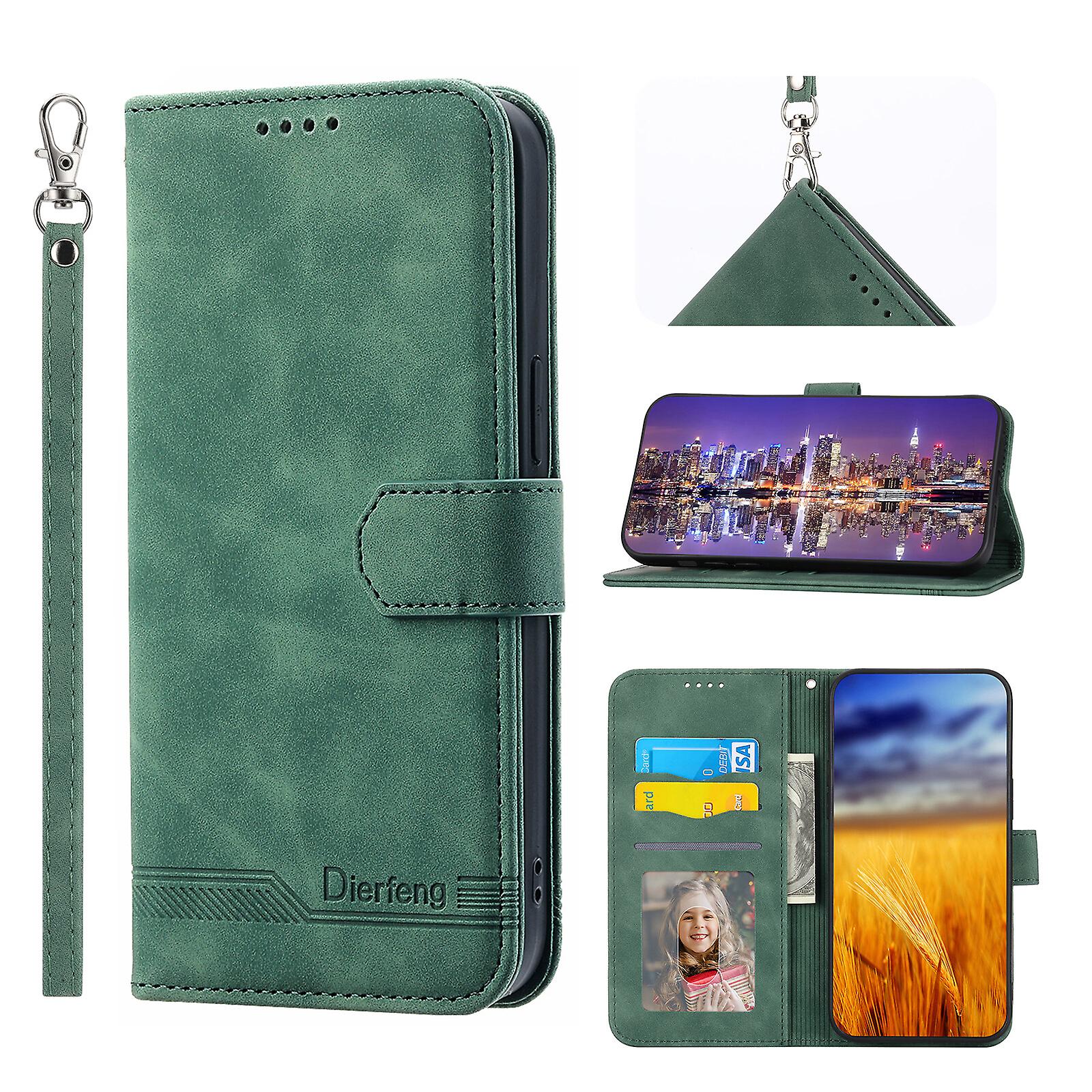 For iPhone 13 Pro Case, Leather Wallet Flip Case With Strap