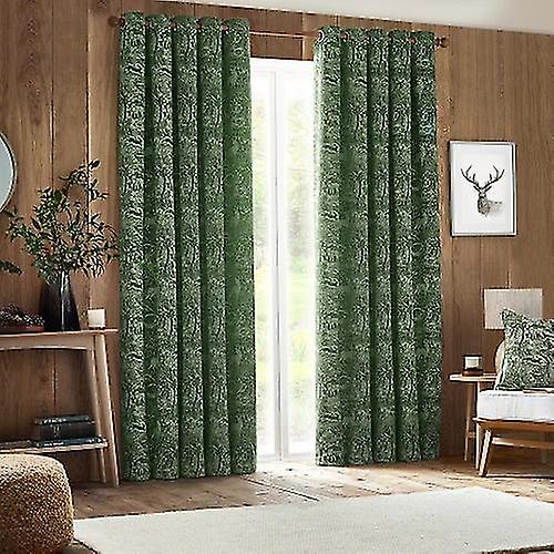 Furn Winter Woods Chenille Animals Eyelet Curtains