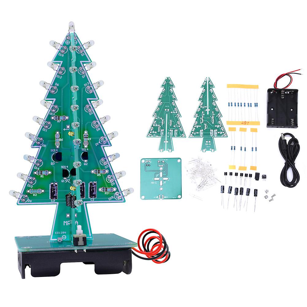 3D Christmas Tree DIY Electronic Circuit Kit LED 7 Colors USB/Battery